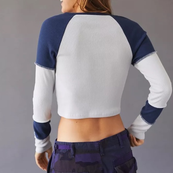 BDG Colourblock Split Tee - Yellow Spliced Baseball Long Sleeve - Picture 2 of 4